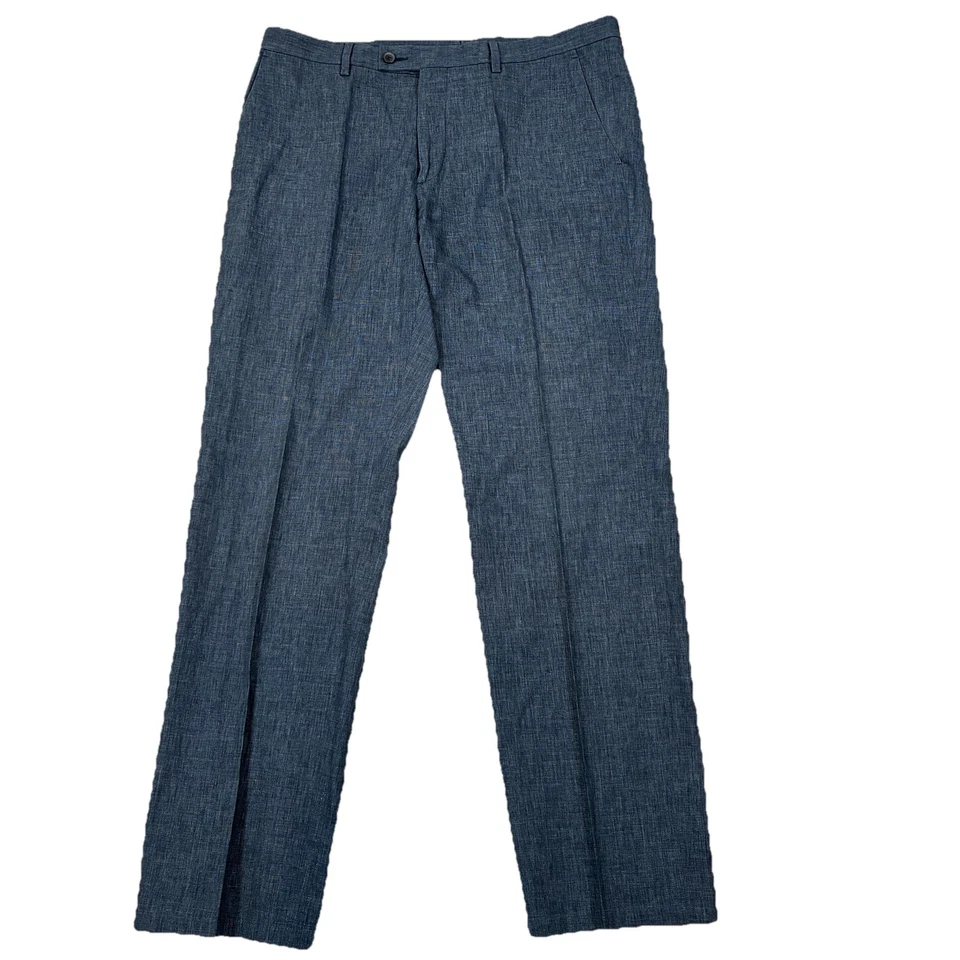 Pantalones de vestir John Varvatos para hombre 34x30 gris mezcla de algodón/lino/poliéster frente plano Foto 2 de 4