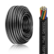 20 Gauge 8 Conductor Electrical Wire, 100FT 20AWG PVC Thermostat Wire, Low Vo...