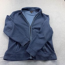 Tasso Elba Men Large Blue Herringbone Textured Zip Sweater