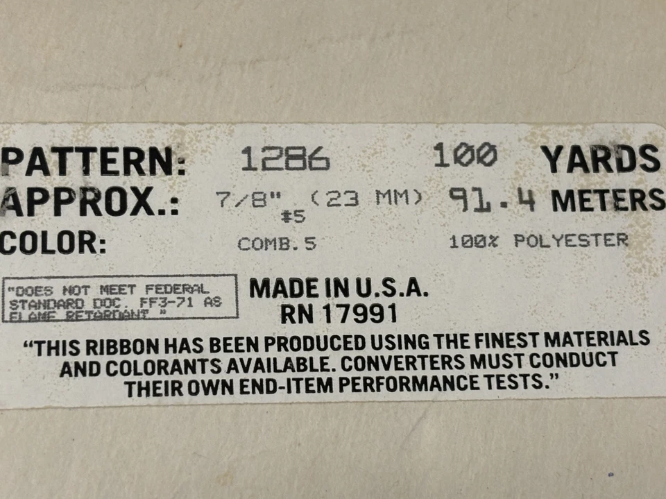 Offray Satin Ribbon Single Face 7/8" Printed Brown Blue 100 yds Spool - Image 3 of 3