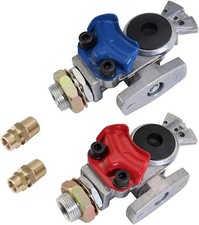 1 Pair Service Emergency Gladhands with Valve Switch Die Cast Aluminum Valve Gla