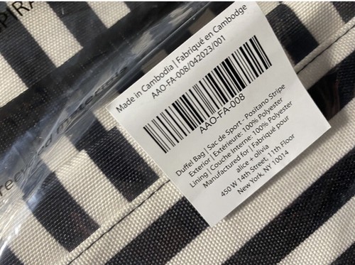 Alice & Olivia Black White Striped Duffle Bag 16”x6”x11” Crossbody Tote FFF NWT - Picture 9 of 11