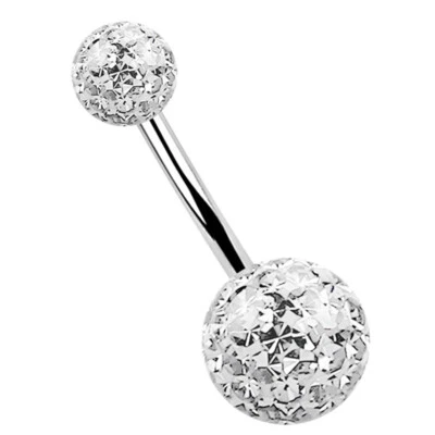 Bauchnabel Intim Piercing Schmuck Banane 1,6mm und 2 Epoxy Glitzer Kugeln in 8/5 - Bild 1 von 4