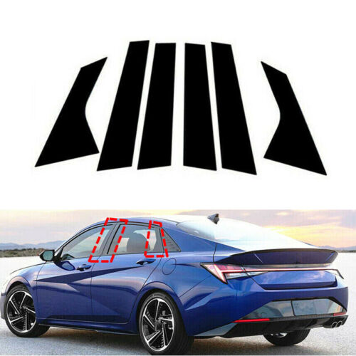 6Pcs Set Glossy Black Pillar Posts Door Window Trim For Hyundai Elantra 2021-23