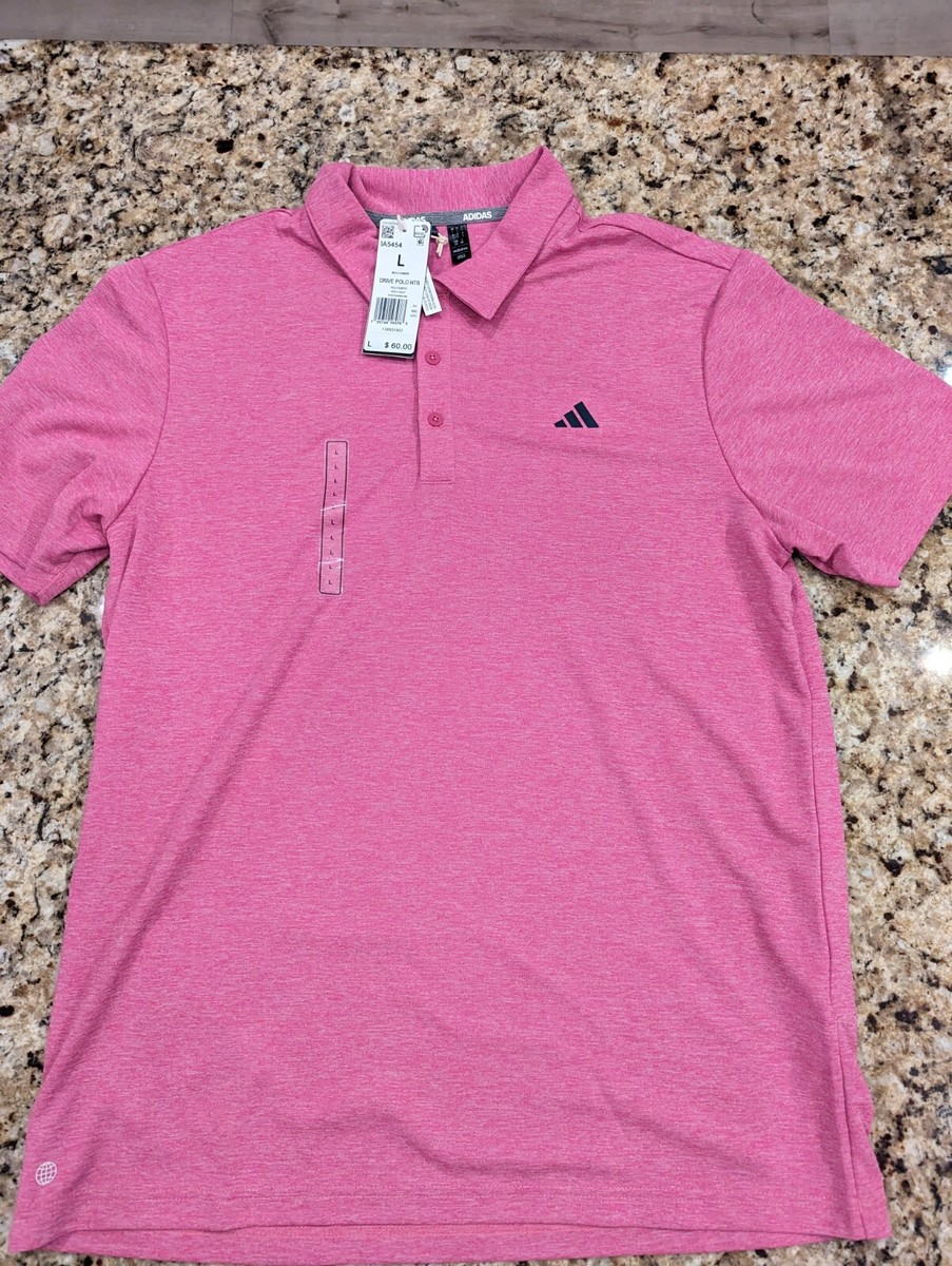 Adidas Men's Golf Drive Heather Polo Shirt Lucid Fuchsia