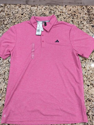 Adidas Men's Golf Drive Heather Polo Shirt Lucid Fuchsia Pink size L