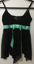 Fredrick's of Hollywood lingerie black sheer Baby Doll Size M Adjustable Straps