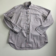 David Donahue Mens Dress Shirt Size XL Plaid Checkered Collared Button Down