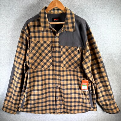 Bass Outdoor Utility Brushed Twill Shirt Shacket Men Large Ermine Small Buffalo