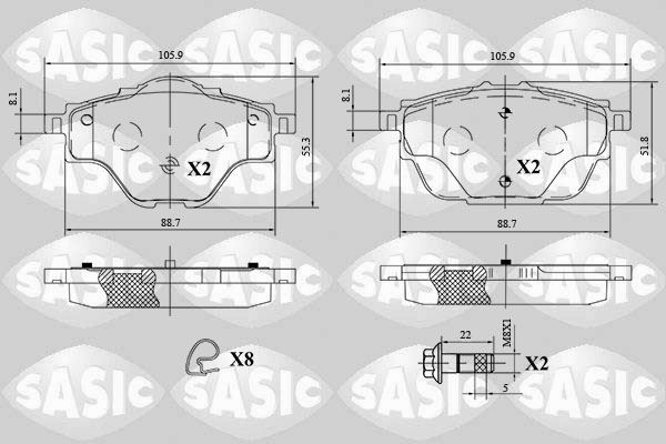 Kit plaquettes de frein arriere Peugeot 308 II berline SW 1.6 BlueHDi