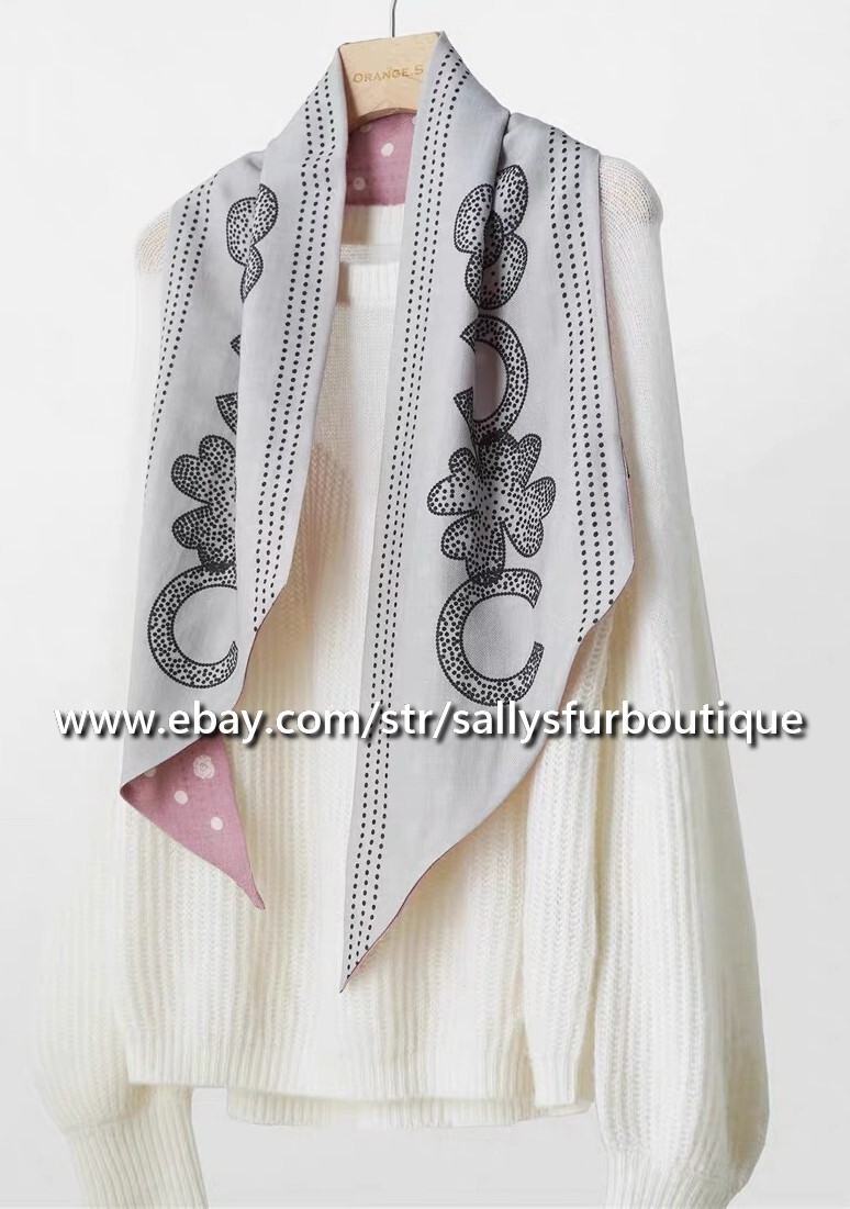 Sally 70% Cashmere 30% Silk Floral Print Oblong Scarf Necktie 116x22cm 2-Layer Wrap