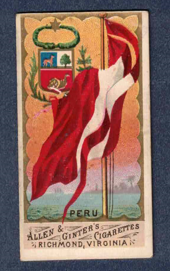 PERU 1887 N9 Allen & Ginter Flags Of All Nations (FLARED A)