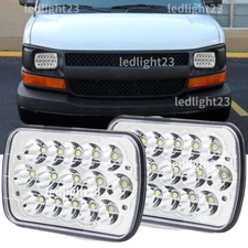 7x6" Black LED Headlight Hi-Lo fit Chevy Express Cargo Van 1500 2500 3500 Truck