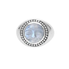 Rainbow Moonstone Face Men's Ring 925 Sterling Silver Handmade Gemstone Jewelry