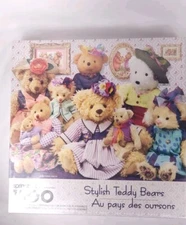 SEALED Vintage Springbok Puzzle STYLISH TEDDY BEARS 1500 pieces NEW Cute family