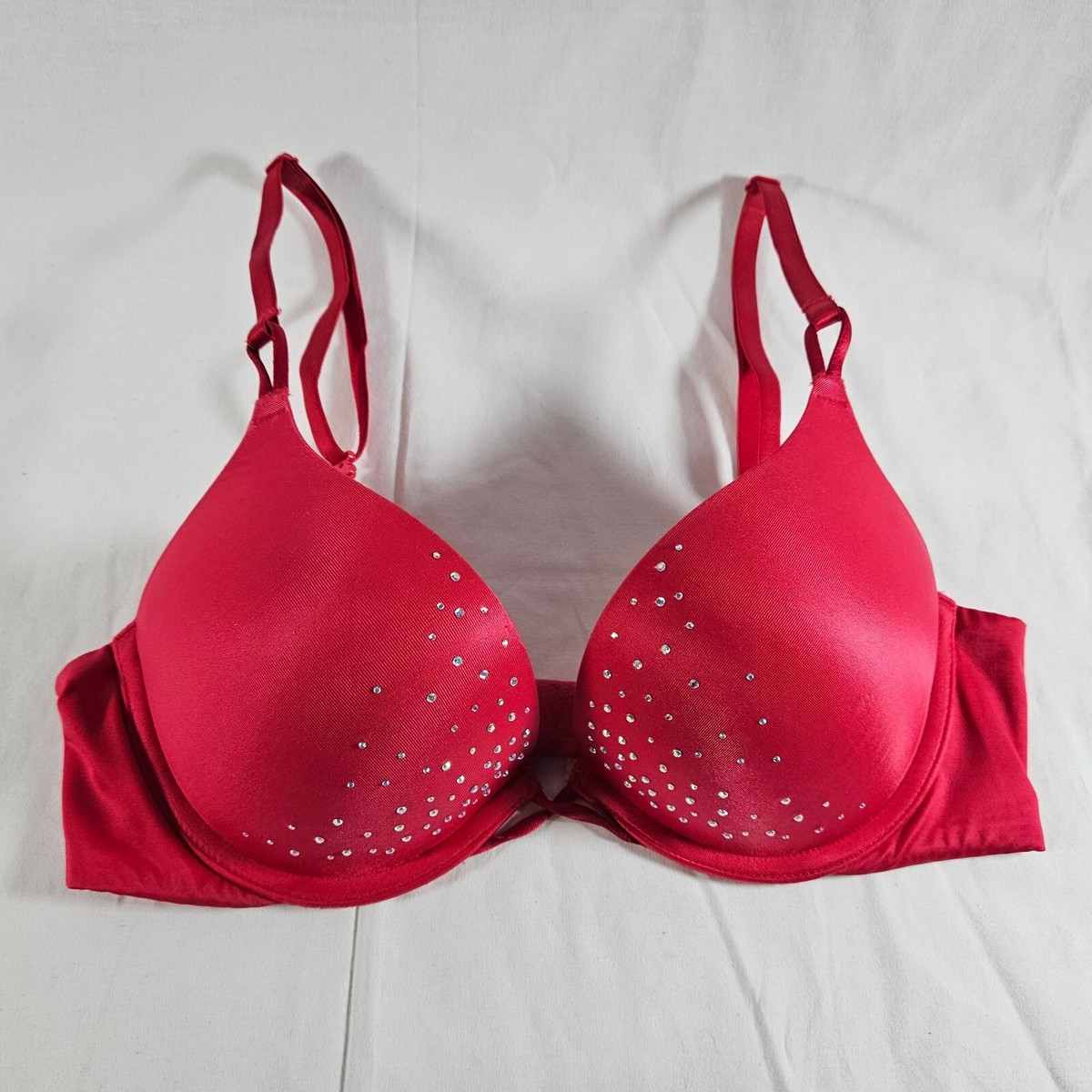 Victoria's Secret 34A Bombshell Bra Plunge Red Bling Rhinestone | eBay