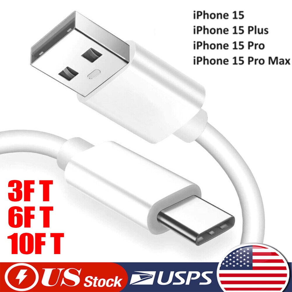 For iPhone 16 Pro Max 15 Plus USB-A Cable Fast Charger Type C Charging Data Cord