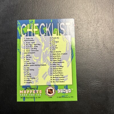 Jb6d 1994 Jim Henson s Muppets Take The Ice #ed Checklist