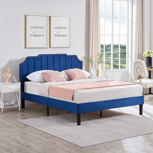 VECELO Bed Frame Twin/Full/Queen Size Wooden Slats Support Adjustable Headboard - Picture 11 of 60
