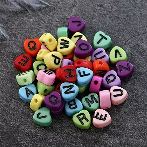 50 Heart Letter Beads Alphabet Acrylic Assorted Lot BULK Wholesale