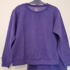 Hanes Women's Crewneck Sweatshirt Pants Ecosmart Long Sleeve Purple Size Medium