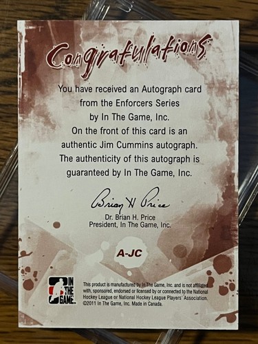 2011/2012 - In The Game - Enforcers - Autographed Cards - Picture 69 of 165