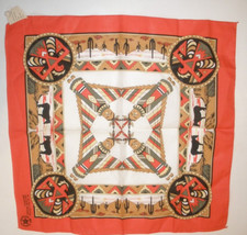 Vtg Red Southwest Thunderbird Aztec Totem Cactus Bandana USA 50/50 unused