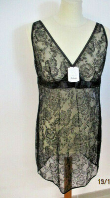 Aubade Sleepless Night XA40 Neglige Jacquardspitze Noir / Schwarz  Gr.40  