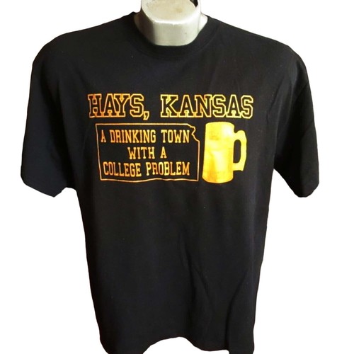 Vintage Men's Tee Large Y2K Hays Kansas Beer Oktoberfest 2 Sided