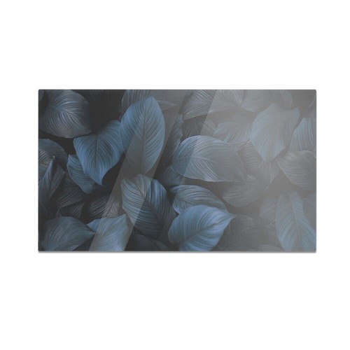 Plaque De Cuisson Et Découpe En Verre ESG - Motif Basilic - 56x50x0,8 Cm - 6 Pieds Antidérapants - 11