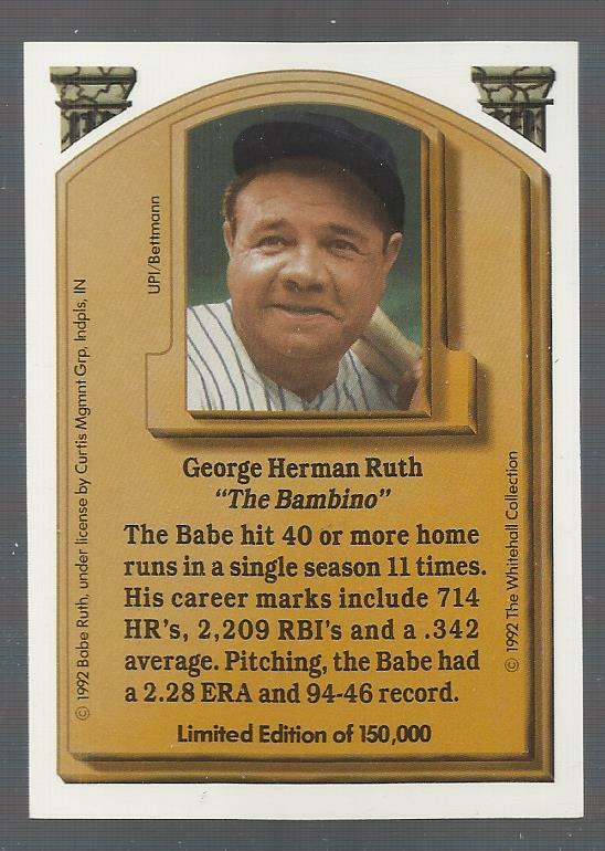 the babe ruth collection complete 165 card set limited edition The Babe Ruth Collection / 165-card limited edition set, Trading Cards main image 1