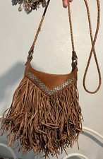Tylie Malibu Fringed Leather Shoulder Bag Grommets ~ Copyrighted Mustanggirl64.5