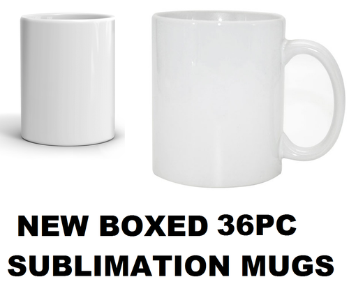 36 White 11oz Large Handle ORCA Coated Mugs Sublimation Heat Press