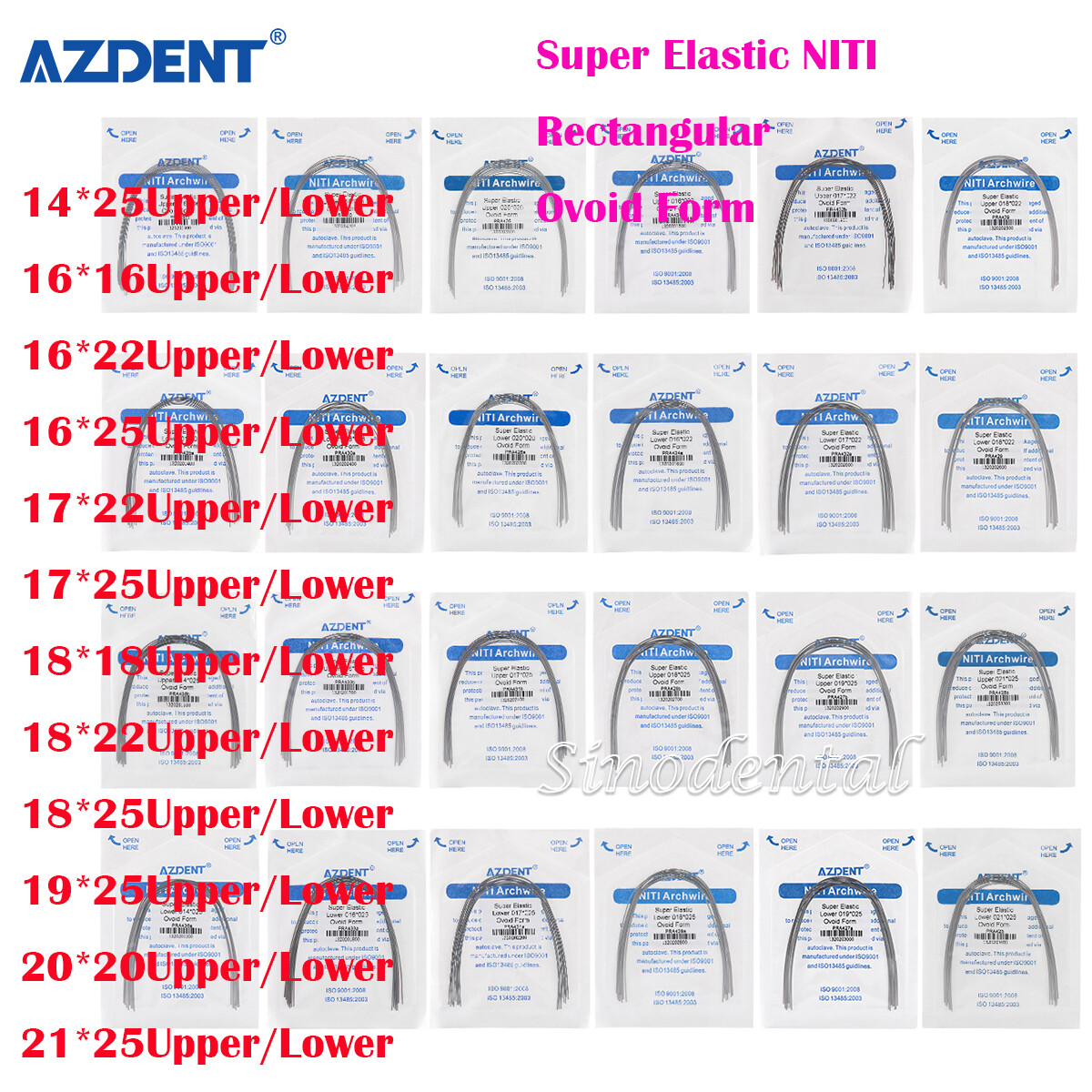 Fili Ortodontici Rettangolari Super Elastici NITI &ndash; Forma Ovale, Per