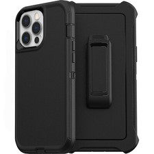 Black For iPhone 13 13 Pro Max Mini Shockproof Defender Case Cover W/Belt Clip