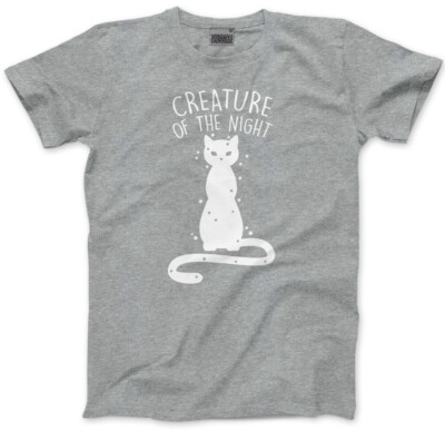 Kreatur der Nacht schwarze Katze Herren Unisex T-Shirt Hexe Zauber Mond Halloween