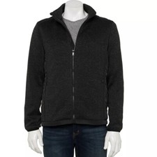 Men's Apt. 9 Sherpa-Lined Mock Neck Marled Sweater Fleece Jacket B4HP