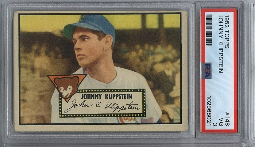 1952 TOPPS #148 JOHNNY KLIPPSTEIN Cincinnati Reds PSA 3 VG