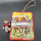 Vintage Mattel Merry Music Box Windup Monkey Organ Grinder Tin Works