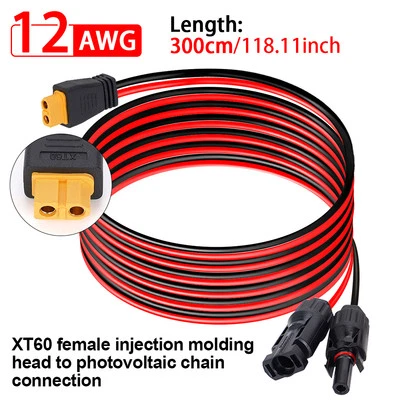 HORMY 10 ft XT60 Female to Solar Connector Extension Cable Wire for Solar Generator