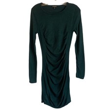 Express Womens Sz Small Hunter Green Long Sleeve Sweater Dress Thin Bodycon