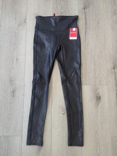 NWT SPANX Black Faux Leather Leggings Size Petite Small
