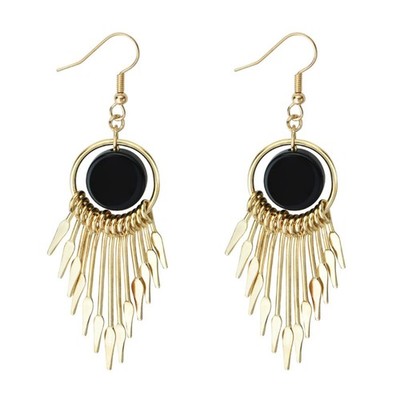 Long Metal Tassel Earrings Elegant Bohemian Vintage Retro Gold Silver Plate - 02