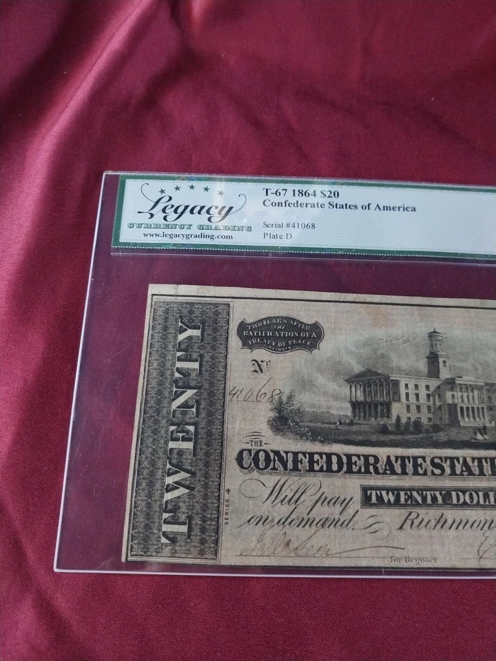 1864 20 Dollar Note Confederate States of America Richmond Currency VF25 - Image 4 of 4