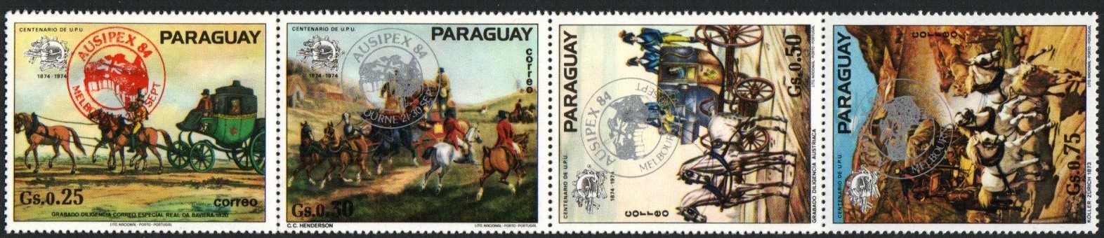 Paraguay Stamp 2127  - Horse drawn coaches overprinted