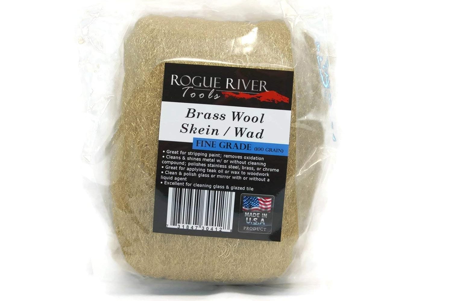Brass Wool 3.5 Oz Skein/Pad/WAD -by Rogue River Tools. (FINE Grade) -Made in... 
