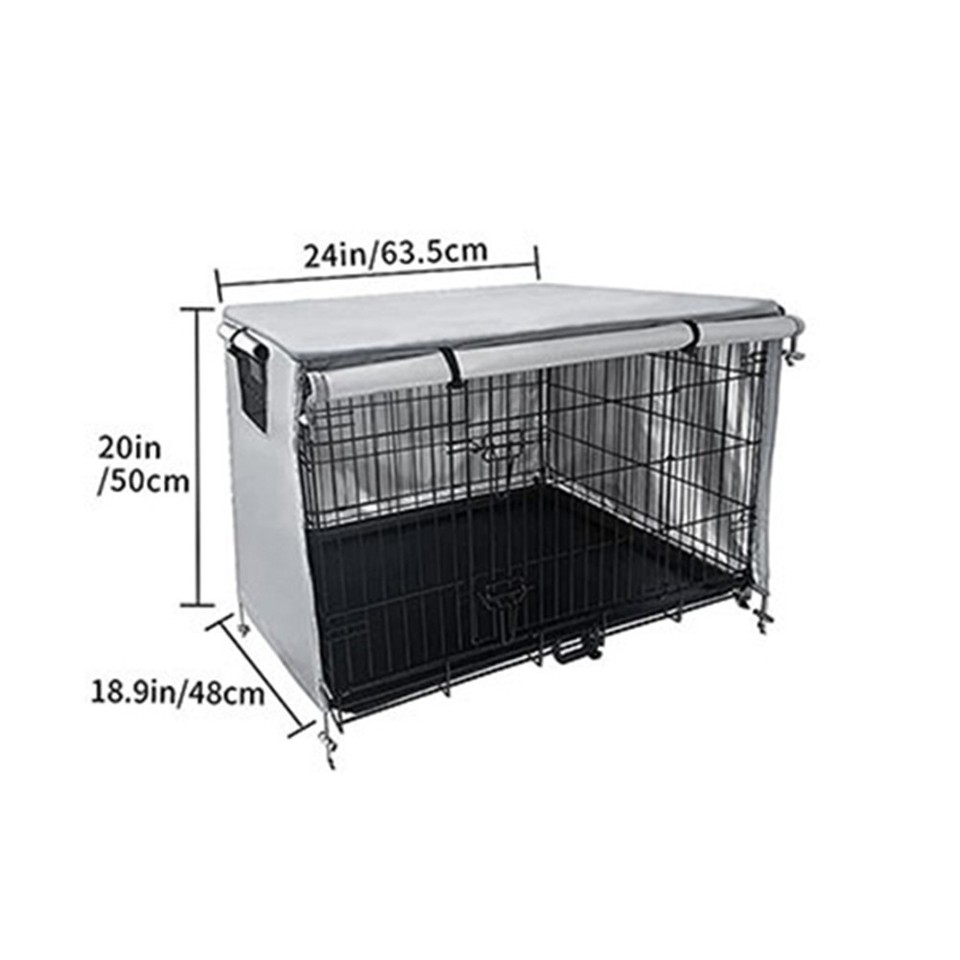 Easily Cleanable Outdoor Dog House Cover with Mesh Windows in Grey
