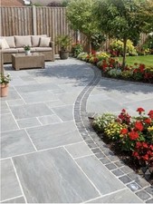 Kandla Grey Indian Sandstone Paving Patio Slabs | Mixed sizes | 18mm cal