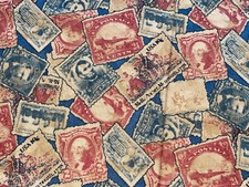 By 1/2 Yd Moda "We the People" Stamps Patriotic Red Blue Fabric by Sandy Gervais