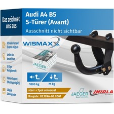 ANHÄNGERKUPPLUNG starr passt für Audi A4 B5 Avant 96-01 +7pol E-Satz ABE